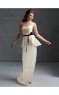 Beautiful Best Belt Chiffon Floor-length Champagne Bridesmaid Dresses