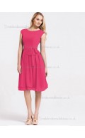 Beautiful Girls Chiffon Hot Pink Short-length Bow Bridesmaid Dresses