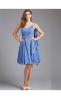 Beautiful Girls Short-length Beading Chiffon Light Sky Blue Bridesmaid Dresses