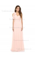 Beautiful Celebrity Pink Floor-length Chiffon Bridesmaid Dresses