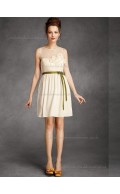 Online Amazing Chiffon Champagne Short-length Belt Bridesmaid Dresses