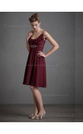 Elegant Short-length Beading Chiffon Burgundy Bridesmaid Dresses