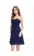 Vintage Royal Blue Chiffon Sweetheart A-line Short-length Ruffles Empire Bridesmaid Dress