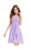 Beautiful Amazing Lilac Chiffon Sweetheart A-line Short-length Ruffles Empire Bridesmaid Dress