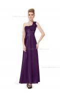 Beautiful Amazing Grape Satin One Shoulder A-line Floor-length Ruffles Empire Bridesmaid Dress