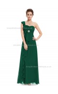 Cheap Amazing Dark Green A-line Chiffon Ruffles Floor-length Sweetheart Bridesmaid Dress