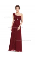 Vintage Burgundy A-line Chiffon Ruffles Floor-length Sweetheart Bridesmaid Dress