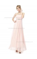 Cheap Pink A-line Chiffon Beading Floor-length Bateau Bridesmaid Dress