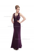 Girls Grape Mermaid Chiffon Lace Floor-length V-neck Bridesmaid Dress