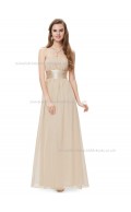 Discount Champagne A-line Chiffon Sash Floor-length Bateau Bridesmaid Dress