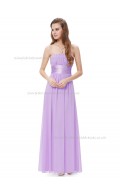 Cheap Lilac A-line Chiffon Sash Floor-length Bateau Bridesmaid Dress