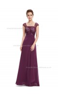 Budget Stunning A-line Chiffon Lace Floor-length Bateau Bridesmaid Dress