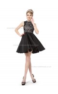 Online Celebrity A-line Lace Knee-length Bridesmaid Dress