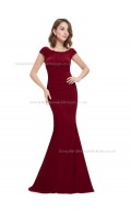 Budget Girls Burgundy Mermaid Ruched Floor-length Bateau Bridesmaid Dress