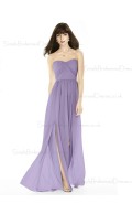 Vintage Girls Lilac A-line Long Sweertheart Naturl Waist Bridesmaid Dress