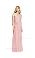 Budget Elegant Sweetheart Candy Pink Belt / Beading Floor-length A-line soft tulle Bridesmaid Dress