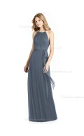 Elegant Bow Scoop silverstone A-line Lux Chiffon Floor-length Bridesmaid Dress