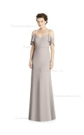 Beautiful Romantica taupe V-neck Mermaid Satin floor-length Bridesmaid Dress
