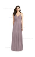 Elegant Best Plus Size Draped V-neck A-line desert rose Chiffon floor-length Bridesmaid Dress