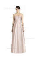 Online Satin A-line floor-length Pearl Pink Sweetheart Bridesmaid Dress