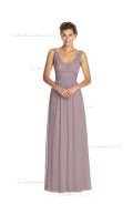 Budget Best floor-length V-neck Chiffon desert rose A-line Draped Bridesmaid Dress