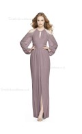 Beautiful Romantica Chiffon A-line floor-length Split desert rose Scoop Bridesmaid Dress