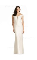 Vintage Amazing Vintage Ivory Mermaid V-neck floor-length Satin Bridesmaid Dress