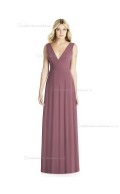 UK Girls floor-length Draped english rose A-line V-neck Chiffon Bridesmaid Dress