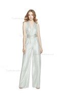 Budget Celebrity floor-length silver V-neck silver crush Bridesmaid Dress