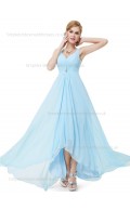 Fitted Discount Chiffon Empire Light Sky Blue Beading Sleeveless Floor-length A-line Sweetheart Bridesmaid Dress