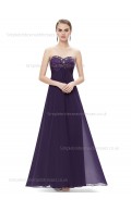 Vintage Stunning Floor-length Sweetheart A-line Chiffon Empire Beading Sleeveless Grape Bridesmaid Dress