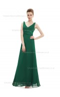 Beautiful Romantica Floor-length Green A-line V-neck Sleeveless Sash Chiffon Empire Bridesmaid Dress