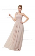 Online Empire Hand Made Flower A-line Chiffon Sleeveless Floor-length One Shoulder Bridesmaid Dress