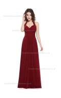 UK Romantica Draped Empire Chiffon Sweetheart Sleeveless A-line Floor-length Burgundy Bridesmaid Dress