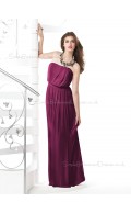 Chiffon Bateau Sheath Floor-length Sleeveless Natural Purple Zipper Bridesmaid Dress