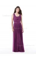 Tulle Bateau Sheath Floor-length Sleeveless Natural Purple Zipper Bridesmaid Dress