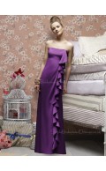 Satin Bateau Sheath Floor-length Sleeveless Natural Purple Zipper Bridesmaid Dress