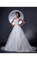 Ivory Sweetheart Chapel A-Line / Ball Gown Empire Lace Up Sleeveless Taffeta Applique / Beading Wedding Dress