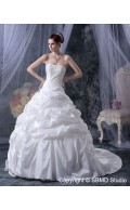 Natural Ruffles / Beading Court Taffeta Sleeveless A-Line / Ball Gown Bateau Lace Up Ivory Wedding Dress