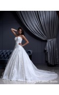 Ivory Chapel A-Line / Ball Gown Satin Zipper Sleeveless Beading / Embroidery / Ruffles Sweetheart Natural Wedding Dress