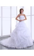 Lace Up Dropped Cathedral Beading / Ruffles Sleeveless Satin / Taffeta Sweetheart Ivory A-Line / Ball Gown Wedding Dress