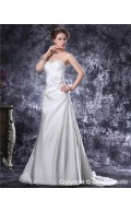 Ivory Empire Zipper A-line Sweetheart Ruffles / Applique / Hand Made Flowers / Buttons Taffeta Court Sleeveless Wedding Dress