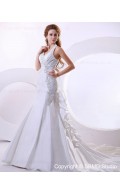 Beading / Applique Sleeveless Court Taffeta Empire Halter Lace Up A-line Ivory Wedding Dress