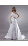 Zipper Beading / Ruffles Sleeveless Ivory A-line Court Strapless / Bateau Natural Satin Wedding Dress