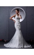 Satin / Lace Zipper Lace / Ruffles / Beading Sleeveless Court Ivory A-line Empire Straps Wedding Dress