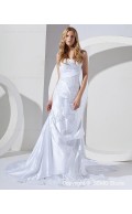 Applique / Ruffles Zipper Court Sleeveless Ivory Natural A-line Bateau Satin / Lace Wedding Dress