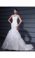 Ruffles / Embroidery / Beading Natural Sleeveless Organza / Satin V Neck Ivory Lace Up Court A-line Wedding Dress