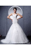Sleeveless Applique / Beading Scoop Satin / Lace / Tulle Zipper Ivory Chapel Empire A-line Wedding Dress