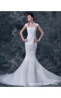 Satin Natural Applique / Beading A-line Sweetheart Ivory Sleeveless Zipper Cathedral Wedding Dress