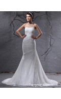 Satin Natural Sweetheart Ivory Ruffles Sleeveless Court Zipper A-line Wedding Dress